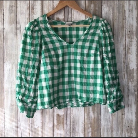 a new day Tops - A New Day Green Gingham Blouse